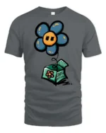 Enchanting Jack In The Box Flower Pop Art Graphic Tee - gray t-shirt on white background