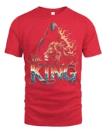Dominant The King Lion Crest Fiery Mane Graphic Tshirt - red t-shirt on white background