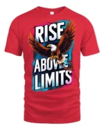 Inspiring Rise Above Limits Bald Eagle Motivation Graphic Tee - red t-shirt on white background