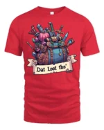 Amusing Dat Loot Tho RPG Gaming Backpack Graphic Tee - red t-shirt on white background