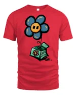Enchanting Jack In The Box Flower Pop Art Graphic Tee - red t-shirt on white background