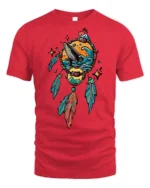 Mystical Dreamcatcher Humpback Whale Sea Waves Graphic Tee - red t-shirt on white background