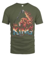 Dominant The King Lion Crest Fiery Mane Graphic Tshirt - military green t-shirt on white background