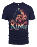 Dominant The King Lion Crest Fiery Mane Graphic Tshirt - navy t-shirt on white background