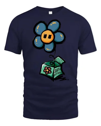Enchanting Jack In The Box Flower Pop Art Graphic Tee - navy t-shirt on white background
