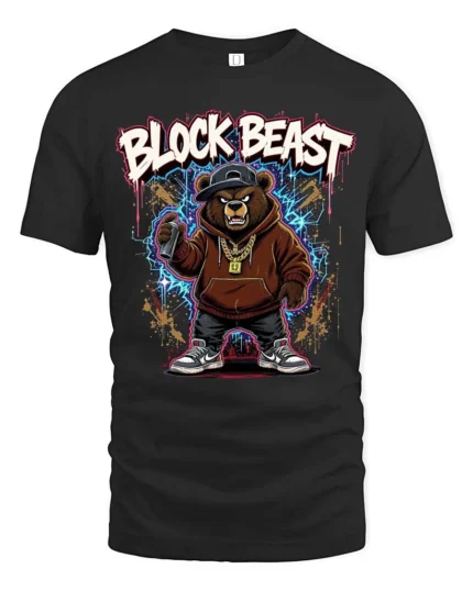 Block Beast Bear Spray Paint Graffiti Soft Tshirt - black t-shirt on white background
