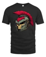Spartan Skull Roman Helmet Warrior Graphic Tee - black t-shirt on white background