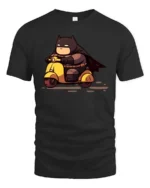 Chibi Hero Yellow Scooter Ride Graphic Tee - black t-shirt on white background