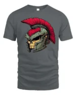 Spartan Skull Roman Helmet Warrior Graphic Tee - gray t-shirt on white background