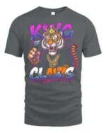 King Of Claws Tiger Crown Hip Hop Graphic Tee - gray t-shirt on white background