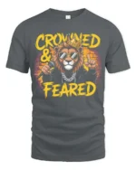Crowned and Feared Lion Hip Hop Graphic Tee - gray t-shirt on white background