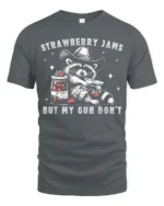Entertaining Strawberry Jams But My Gun Dont Western Tshirt - gray t-shirt on white background