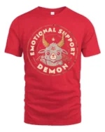 Adorable Emotional Support Demon Baphomet Cute Graphic Tee - red t-shirt on white background