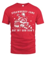 Entertaining Strawberry Jams But My Gun Dont Western Tshirt - red t-shirt on white background