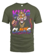 King Of Claws Tiger Crown Hip Hop Graphic Tee - military green t-shirt on white background