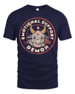 Adorable Emotional Support Demon Baphomet Cute Graphic Tee - navy t-shirt on white background