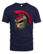 Spartan Skull Roman Helmet Warrior Graphic Tee - navy t-shirt on white background