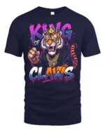 King Of Claws Tiger Crown Hip Hop Graphic Tee - navy t-shirt on white background