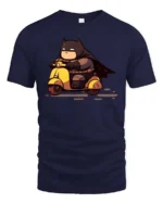 Chibi Hero Yellow Scooter Ride Graphic Tee - navy t-shirt on white background