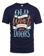 Old Ways Wont Open New Doors Graphic Tee - navy t-shirt on white background