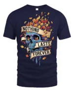 Gothic Nothing Lasts Forever Melting Skull Graphic Tee - navy t-shirt on white background