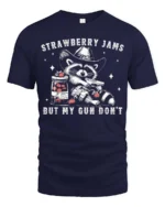 Entertaining Strawberry Jams But My Gun Dont Western Tshirt - navy t-shirt on white background