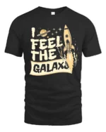 Awesome Retro Spaceship Planet Orbit Cosmic Soft Tshirt - black t-shirt on white background