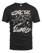 Save The Sharks Ocean Diver Protection Graphic Tee - black t-shirt on white background