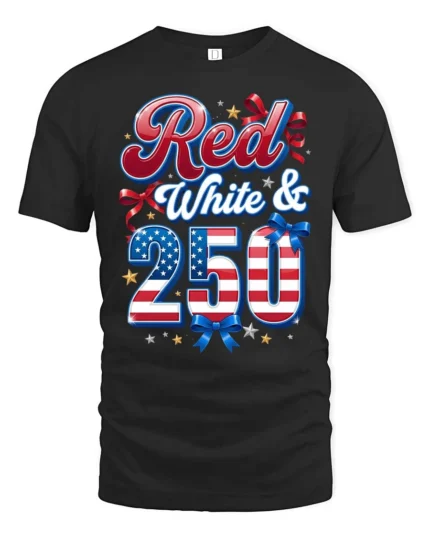 Festive America Semiquincentennial United States Birthday Tee - black t-shirt on white background