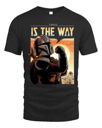 Inspiring This Is The Way Mandalorian Retro Graphic Tee - black t-shirt on white background