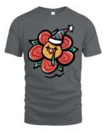 Melancholic Crying Clown Flower Party Hat Novelty Tshirt - gray t-shirt on white background