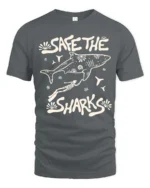 Save The Sharks Ocean Diver Protection Graphic Tee - gray t-shirt on white background