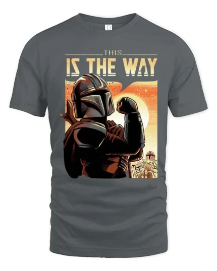 Inspiring This Is The Way Mandalorian Retro Graphic Tee - gray t-shirt on white background