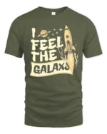 Awesome Retro Spaceship Planet Orbit Cosmic Soft Tshirt - military green t-shirt on white background