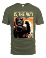 Inspiring This Is The Way Mandalorian Retro Graphic Tee - military green t-shirt on white background