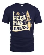 Awesome Retro Spaceship Planet Orbit Cosmic Soft Tshirt - navy t-shirt on white background