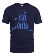 Inspiring Save The Ocean World Oceans Day Graphic Tee - navy t-shirt on white background