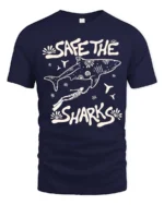 Save The Sharks Ocean Diver Protection Graphic Tee - navy t-shirt on white background