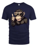 Catchy Chimp Sunglasses Thumbs Up Monkey Graphic Tee - navy t-shirt on white background