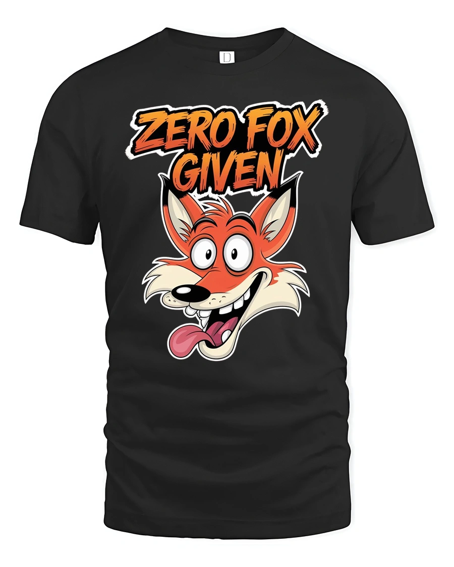 Sarcastic Zero Fox Given Funny Cartoon Animal Graphic Tshirt - 1 Sarcastic Zero Fox Given Funny Cartoon Animal Graphic Tshirt - black t-shirt on white background