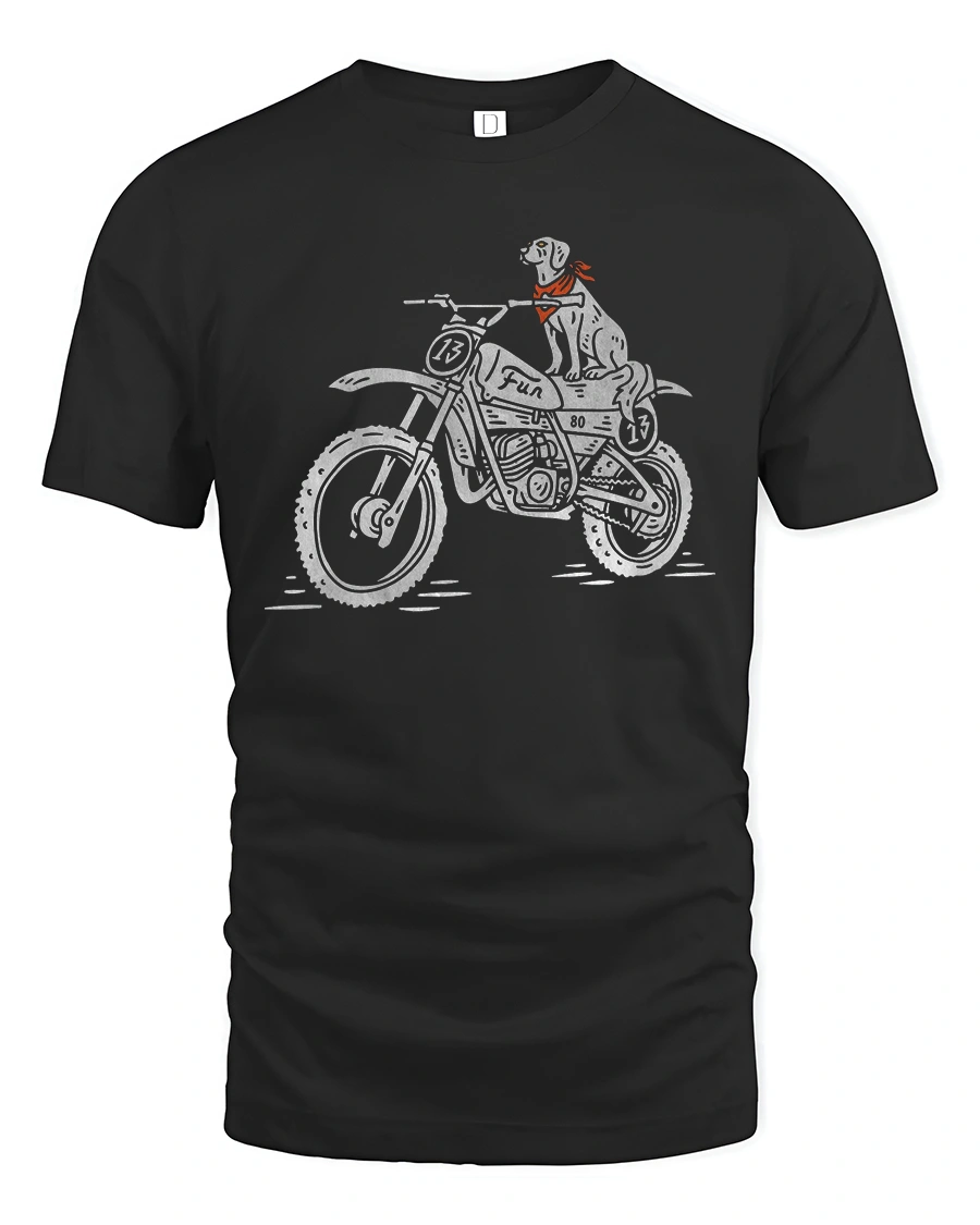 Retro Biker Dog Motocross Fun Number 13 Graphic Tshirt - 1 Retro Biker Dog Motocross Fun Number 13 Graphic Tshirt - black t-shirt on white background