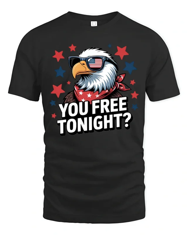 Witty Bald Eagle Star Spangled Banner Graphic T shirt - black t-shirt on white background