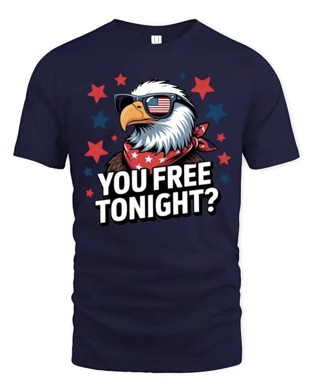 Witty Bald Eagle Star Spangled Banner Graphic T shirt - navy t-shirt on white background