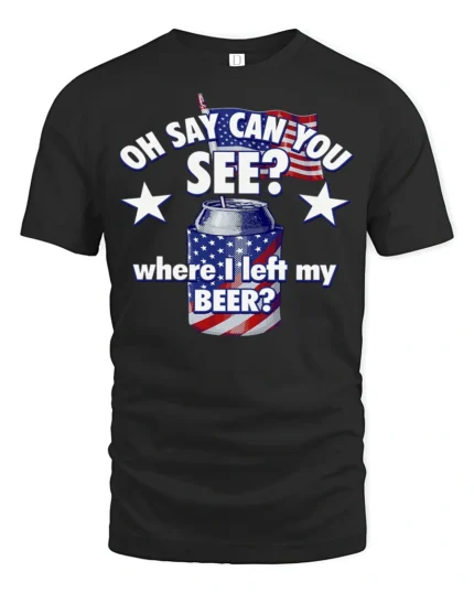 Funny Star Spangled Anthem Where Is My Beer Patriotic Tee - black t-shirt on white background