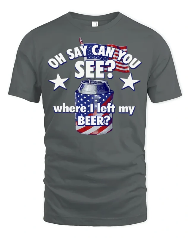 Funny Star Spangled Anthem Where Is My Beer Patriotic Tee - gray t-shirt on white background