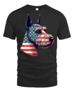 Beautiful Patriotic Schnauzer Dog USA Flag Graphic Tee - black t-shirt on white background