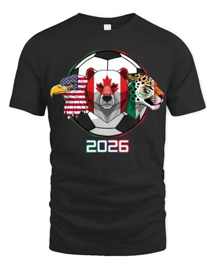 United North America Soccer Tournament Trio Animal Graphic Tee - black t-shirt on white background