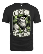 Funny Bigfoot Original Off Roader Trucker Hat Graphic Tee - black t-shirt on white background