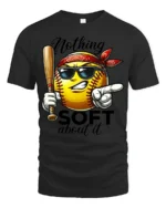 Aggressive Yellow Softball Nothing Soft About It Graphic Tee - black t-shirt on white background