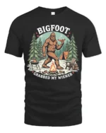 Funny Bigfoot Grabbed My Wiener Campfire Cookout Tshirt - black t-shirt on white background